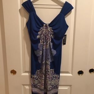 NWT Midi Sleeveless Dress - Blue + Paisley Design